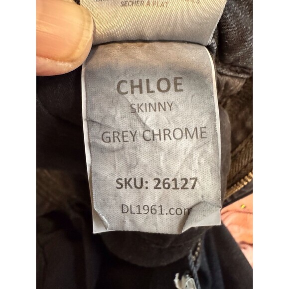 DL 1961 Kids Girl's Chloe Skinny Stretch Jeans Pants Size 12 GREY CHROME - Picture 8 of 13